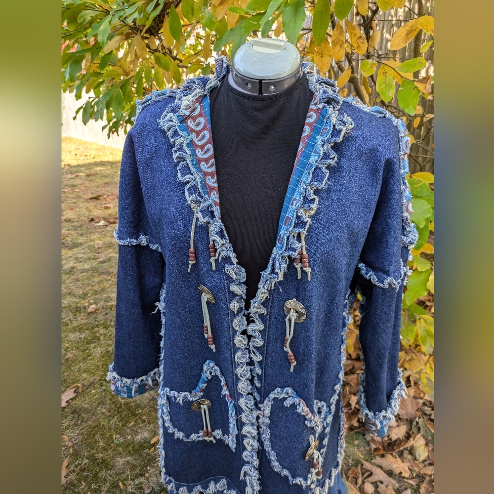 Fabulous Patchwork Denim Western Jacket. Size L-Xl - image 4